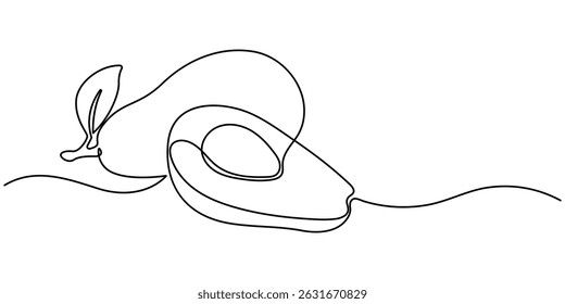 Icono de una sola línea de aguacate, continuo de una sola línea mínima de dibujo de aguacate, bosquejo y diseño de garabatos. Ilustración vectorial de dibujo de línea continua de aguacate. fondo blanco.