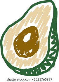 Avocado sketch in doodle style. Hand drawn minimal design. Perfect for wallpaper, template, banner, wall decor, print, postcard, cover. Vector illustration