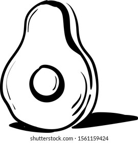 Avocado-Skizze, Illustration, Vektorgrafik auf weißem Hintergrund.