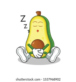 avocado sleep cartoon vector mascot illustration