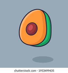 avocado slice cartoon isolated vector illustration in flat style