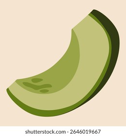Fatia abacate. Fruta madura picada com casca verde sem semente, superalimento orgânico saudável, ingrediente vegetariano tropical. Ilustração isolada de vetor.