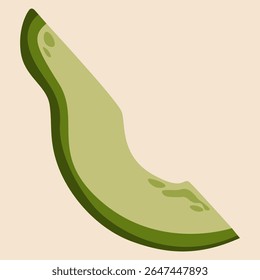 Fatia abacate. Fruta madura picada com casca verde sem semente, superalimento orgânico saudável, ingrediente vegetariano tropical. Ilustração isolada de vetor.