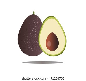 Avocado with slice design on white background. Vector image