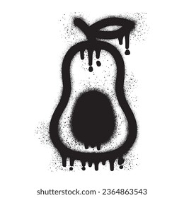 Avocado slice graffiti with black spray paint
