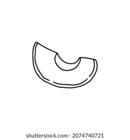 Avocado slice, healthy eating concept, linear doodle vector illustration isolated on white background. Hand drawn food ingredient for recipe or menu design.