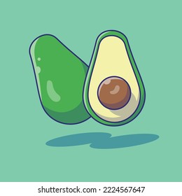 Avocado slice illustration vector file