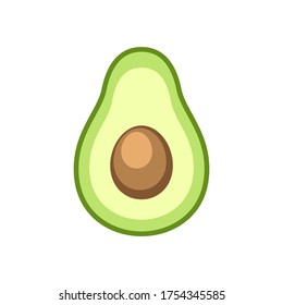 Avocado slice with seed simple vector icon illustration design