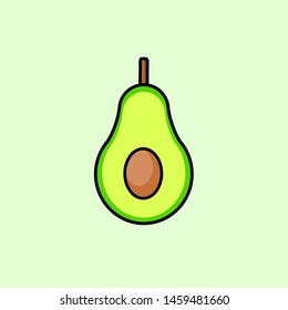 Avocado slice vector illustration on green background