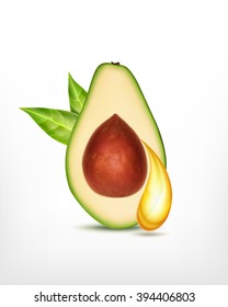Avocado slice wit oil drop. Vector icon. EPS10