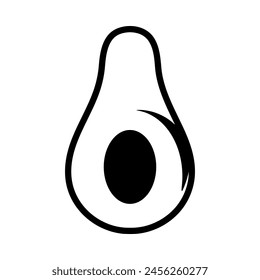 An avocado sliced in half in line art style vector