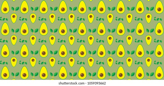 avocado sliced pattern with green background