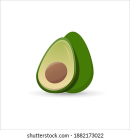 an avocado sliced ​​against a white background. vector illustration