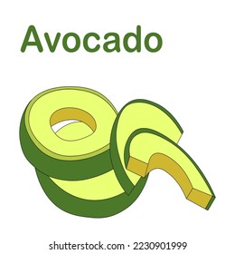 avocado slices, cut into halves and circles. pure farm product. vegetarian food.