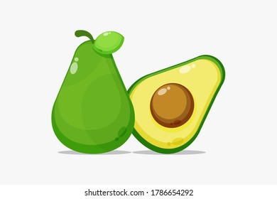 Avocado and avocado slices vector