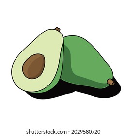 Avocado slicing. Vector 3d sketch line isometric, color icon illustration, flat style. Creative design idea and elements for infographics and website.