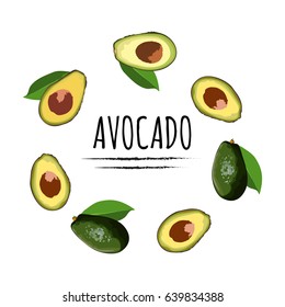 Avocado with the slogan for t-shirts, posters, card and other uses, isolated on white background. Vector illustration of fruit avocado.