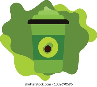 Avocado smoothie flat style design vector illustration
