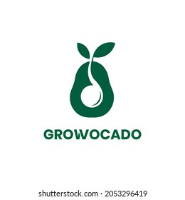 Avocado sprouts buds and grow illustration logo identity. Green Leaf avocado nature logo for brand