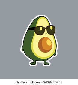 avocado sticker character wear glasses