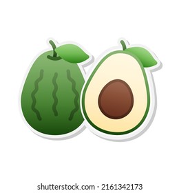 Avocado sticker icon, Vector, Illustration.