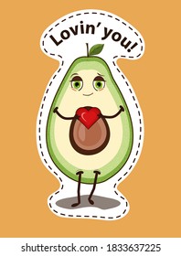 Avocado-Aufkleber auf Vektorgrafik mit Herz