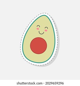 Avocado sticker. Vector illustration in a flat style