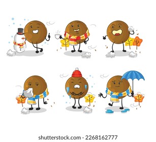 the avocado stone in cold weather character mascot vector