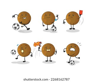 the avocado stone football group character. cartoon mascot vector