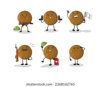 der Avocado Stein-Truppen-Charakter. Cartoon-Maskottvektor