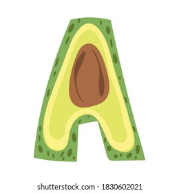 Avocado stylized letter A. Vector illustration