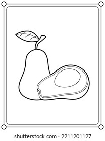 Avocado suitable for children's coloring page vector illustration