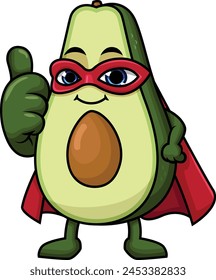 Avocado superhero character vector illustration