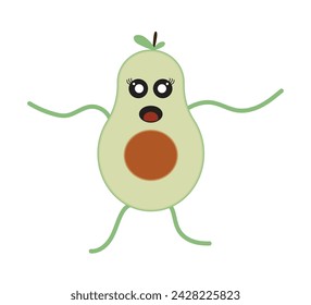 Avocado surprised character spreads his hands