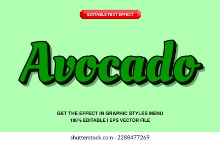 Avocado text effect, editable text effect template, cartoon bold green text style