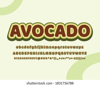 Avocado text style effect vector illustration