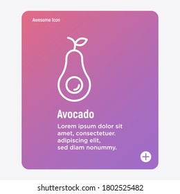 Avocado thin line icon. Healthy organic food. Vector illustration.