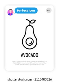 Avocado thin line icon. Healthy organic food. Vector illustration.