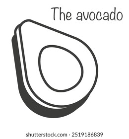 Avocado in a thin line. Avocado icon. Avocado with shadow. EPS 10.