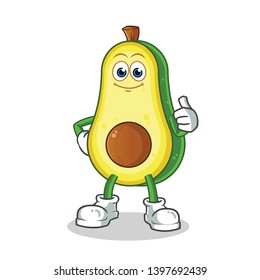 avocado thumbs up mascot vector cartoon illustration