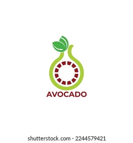 avocado time circle fruit logo vector 