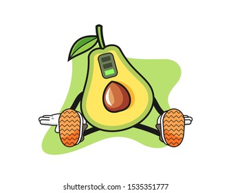 Avocado tired mascot design vector. Cartoon character illustration for business, t shirt, sticker.
