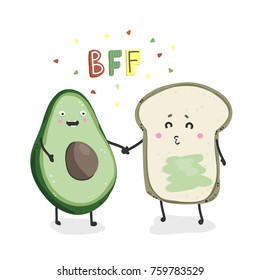 Avocado and toast. Best friends forever. Hand drawn vector illustration svg