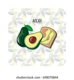 Avocado toast. Fresh toasted bread with slices of ripe avocado. Delicious avocado sandwich. Vector illustration. svg