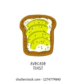 Avocado toast. Hand drawn vector illustration. Healthy wholesome breakfast with green avocado toast and egg svg