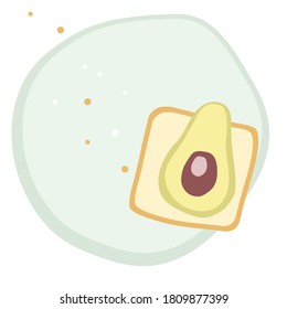 Tostadas de aguacate en un plato. Ilustración vectorial para impresión en colores pastel. Diseño de impresión para postales, bolsas, ropa, camisetas.