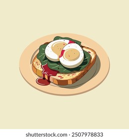 avocado toast with soft-boiled eggs and vibrant greens. A wholesome, filling meal combining creamy avocado, egg protein, crisp greens on crusty toast. Indulge in a nutritious, flavorful breakfast