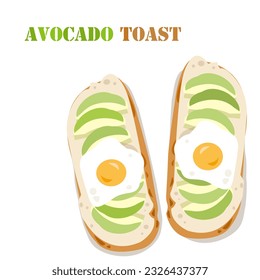 Avocado toast vector cartoon for healthy life style