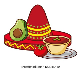 avocado tomato and hat mexican food traditional