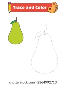 Avocado. Trace and color for children, coloring page or book, avocado vector illustration. Isolated white background.